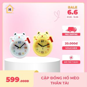 Cặp Đồng Hồ Mèo Thần Tài