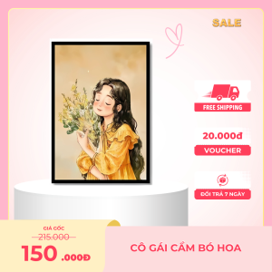 Tranh Treo Tường Thiếu Nữ Cầm Hoa