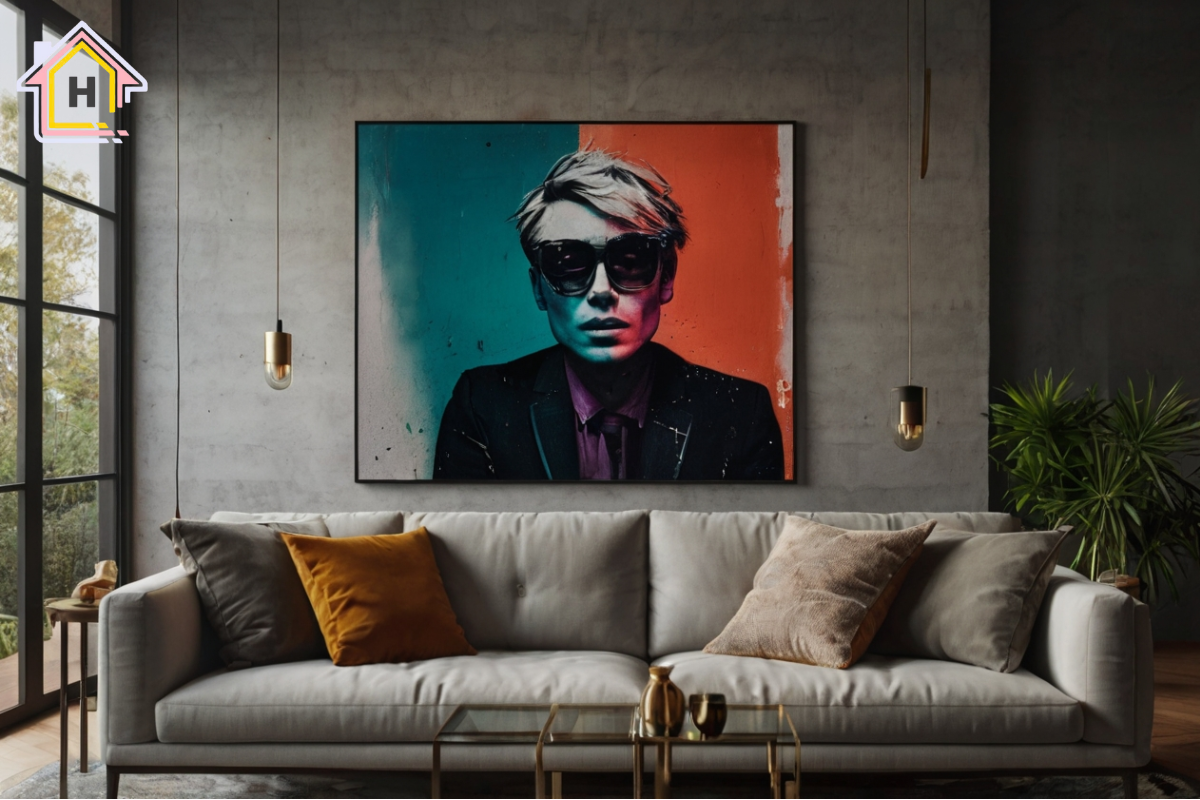 Tranh lớn treo phía trên ghế sofa phòng khách - cách bố trí tranh treo tường phòng khách